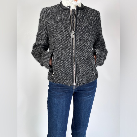 THE KOOPLESS Womans Blazer Wool Jacket Mohair Alpaca Boucle Zip Front Blazer 34 - Picture 1 of 10